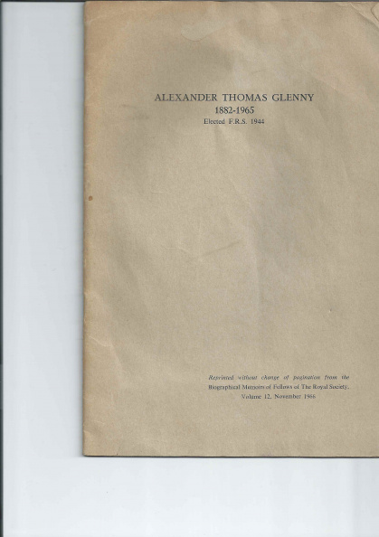 AT Glenny Biographical Memoirs FRS Vol 12 Nov 1966_Front cover_.jpeg